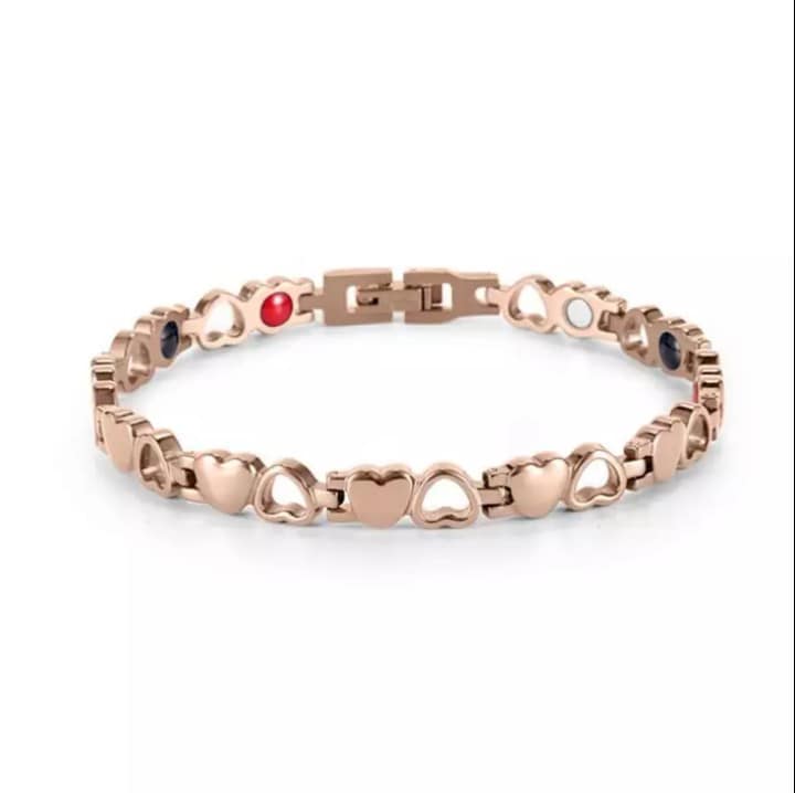 Pulsera corazones plata y oro